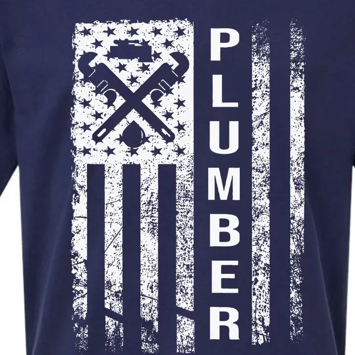 Plumber Flag Gifts For Plumbers Funny Plumbing Outfit Sueded Cloud Jersey T-Shirt