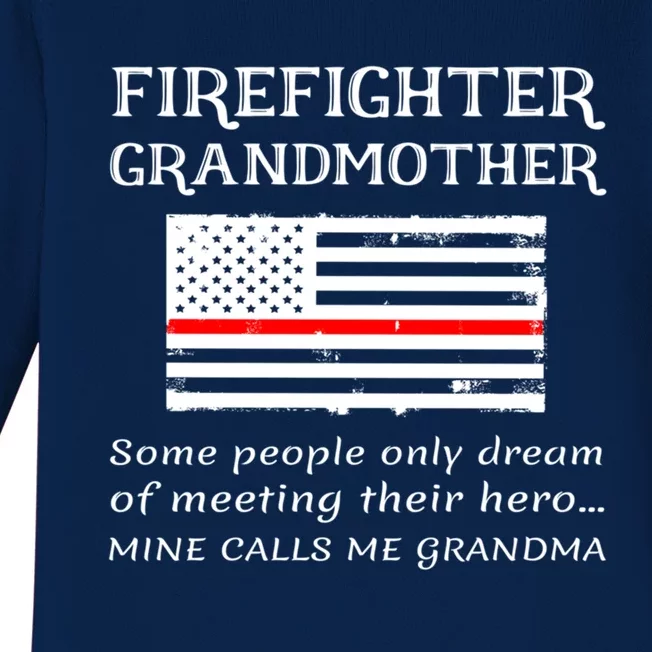 Proud Firefighter Grandmother Fire Fire Grandma Flag Cute Gift Baby Long Sleeve Bodysuit