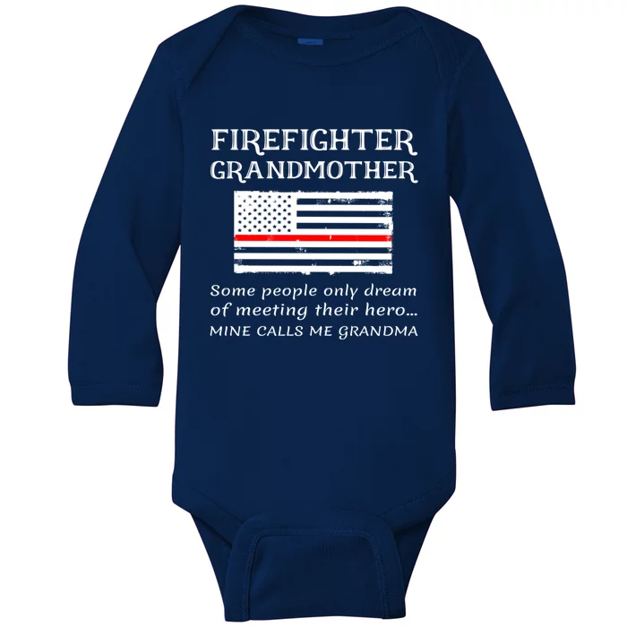 Proud Firefighter Grandmother Fire Fire Grandma Flag Cute Gift Baby Long Sleeve Bodysuit