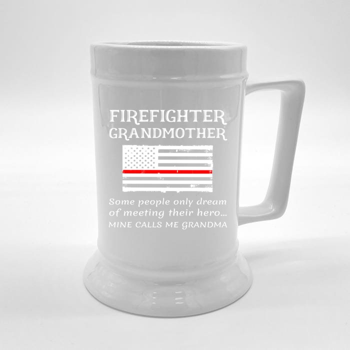 Proud Firefighter Grandmother Fire Fire Grandma Flag Cute Gift Front & Back Beer Stein