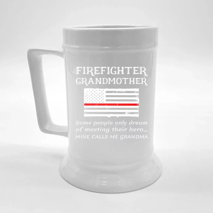 Proud Firefighter Grandmother Fire Fire Grandma Flag Cute Gift Front & Back Beer Stein