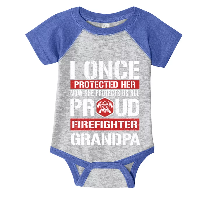 Proud Firefighter Grandpa Support Firefighter Granddaughter Gift Infant Baby Jersey Bodysuit