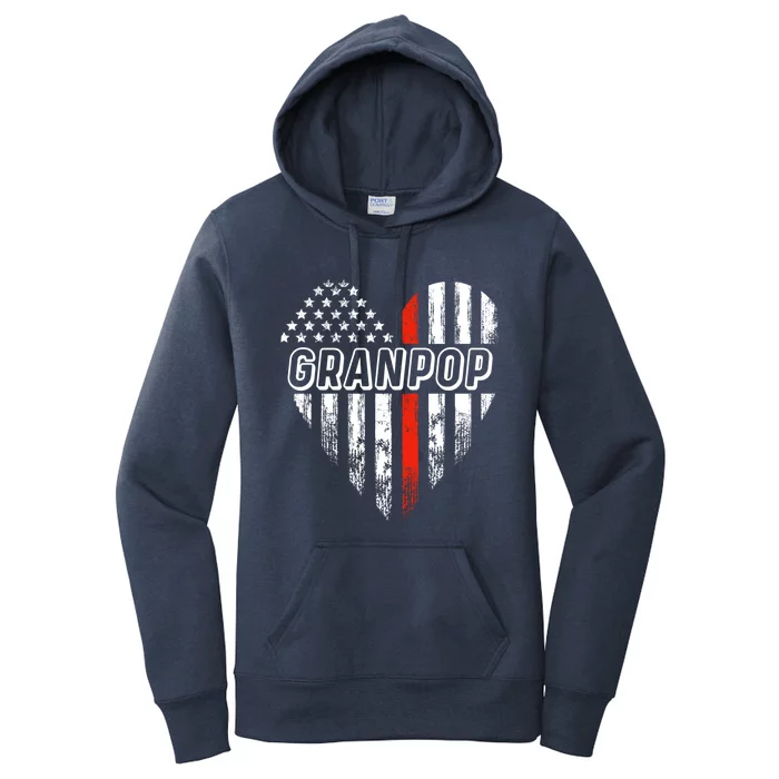 Proud Firefighter Granpop American Flag Heart Great Gift Women's Pullover Hoodie