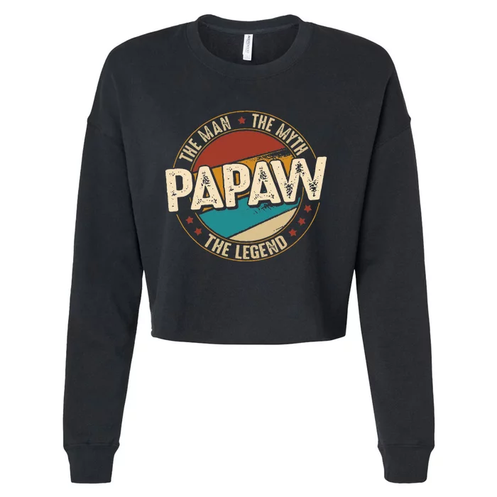 Papaw From Grandchildren Papaw The Myth The Legend Cropped Pullover Crew