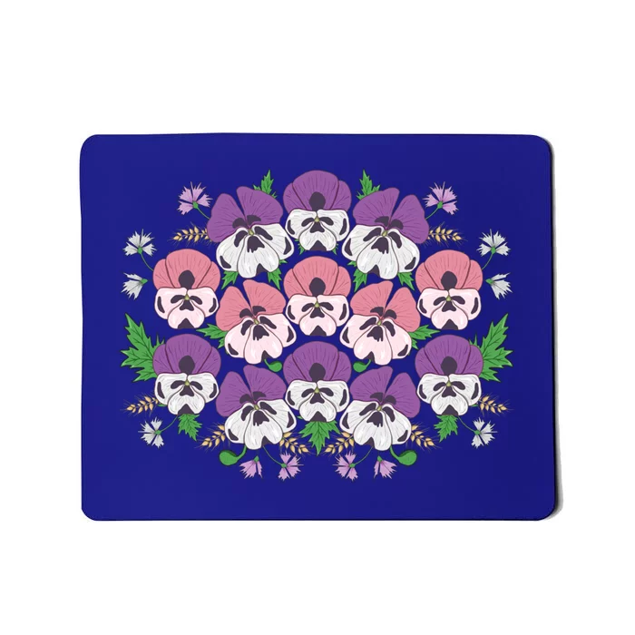 Pansy Flowers Gift Cute Floral Vintage Pansy Lovers Gift Mousepad