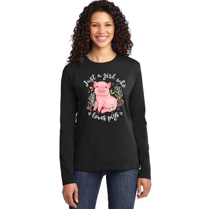 Pig Funny Gift Just Girl Who Loves Pigs Pig Lovers Gift Ladies Long Sleeve Shirt