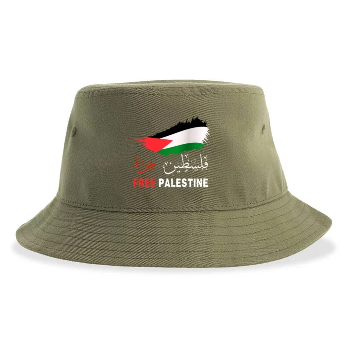 Palestine Free Gaza In Arabic Free Gaza Palestine Flag Support Palestine People Sustainable Bucket Hat