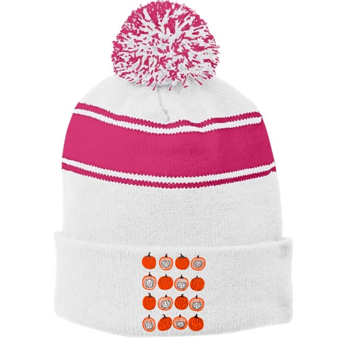 Pumpkin Foodie Gift Stripe Pom Pom Beanie