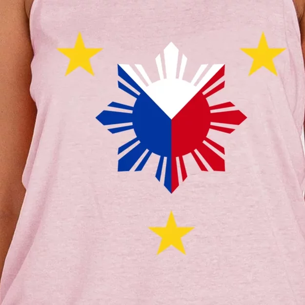 Philippine Flag Gift Philippines Sun And Star Funny Gift Women's Knotted Racerback Tank