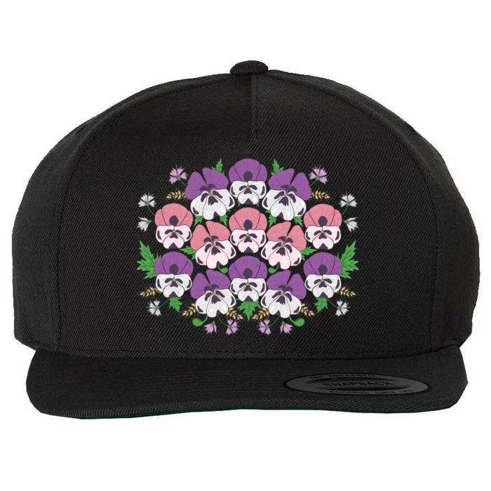 Pansy Flowers Gift Cute Floral Vintage Pansy Lovers Gift Meaningful Gift Wool Snapback Cap