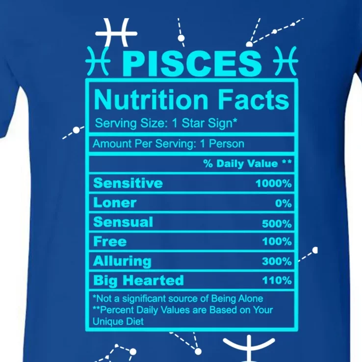 Pisces Funny Gift Horoscope And Zodiac Funny Nutrition Facts Gift V-Neck T-Shirt