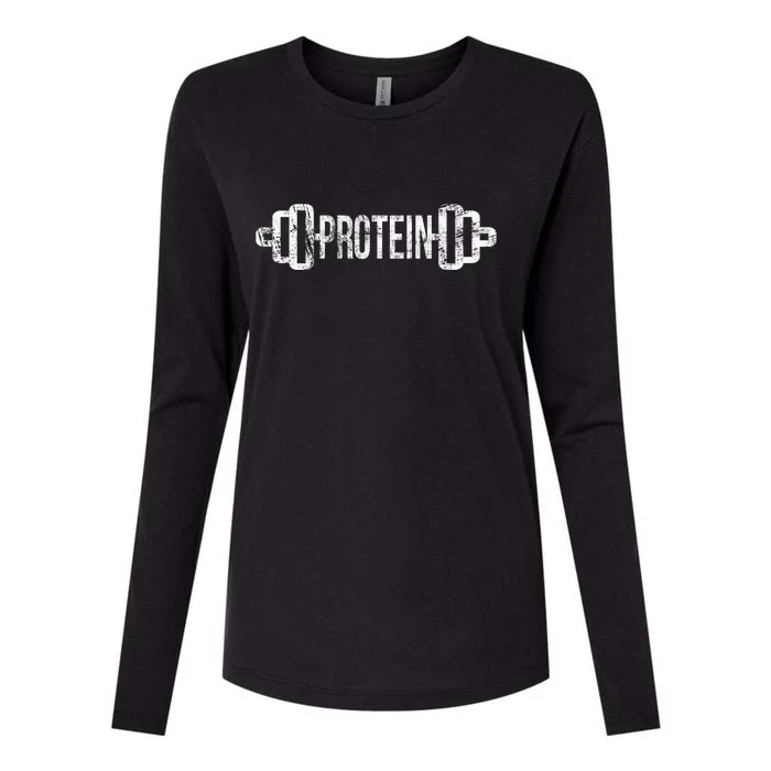 Protein Funny Gym For Gym Goers Womens Cotton Relaxed Long Sleeve T-Shirt