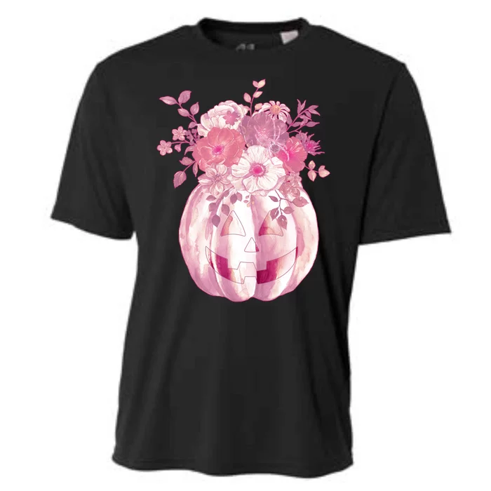 Pastel Floral Halloween Pumpkin Jackolantern Cooling Performance Crew T-Shirt