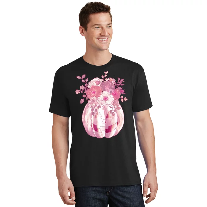 Pastel Floral Halloween Pumpkin Jackolantern T-Shirt