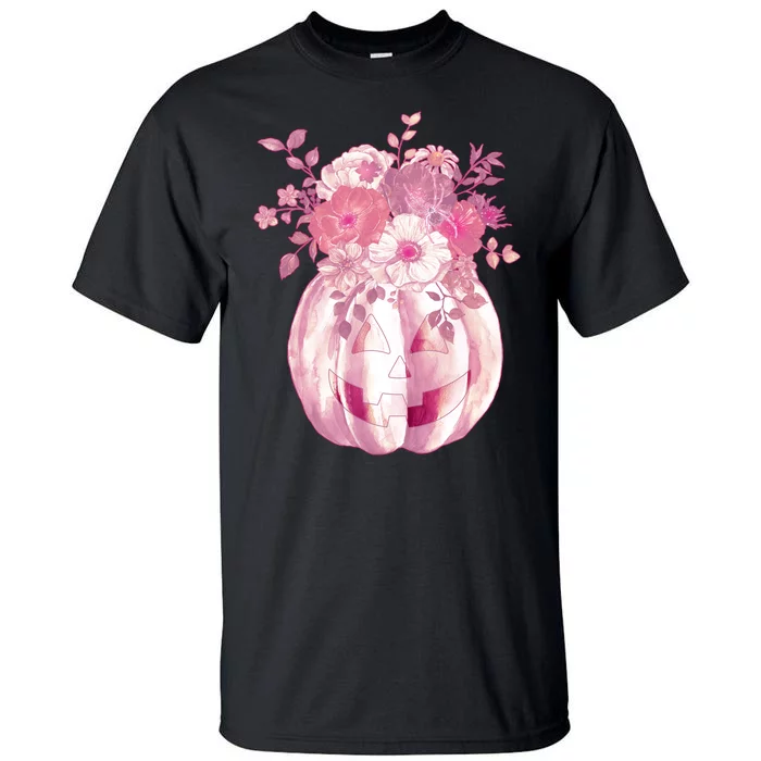 Pastel Floral Halloween Pumpkin Jackolantern Tall T-Shirt