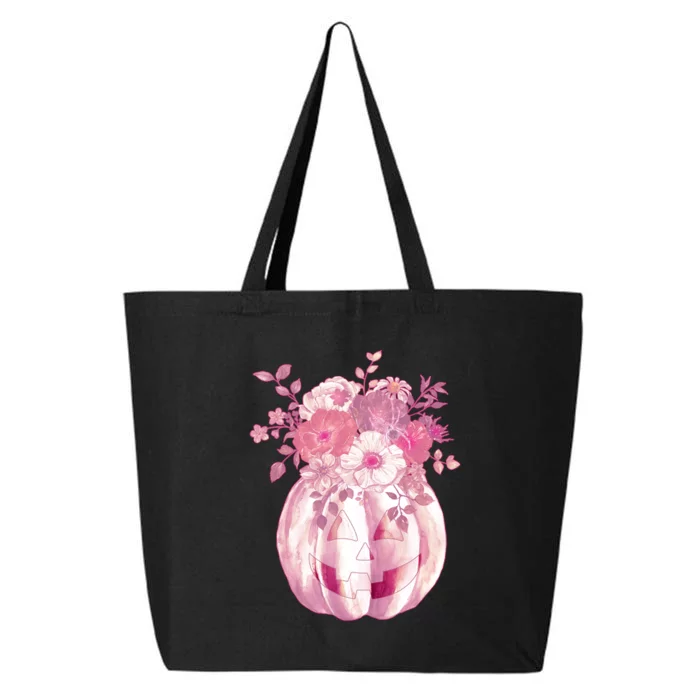 Pastel Floral Halloween Pumpkin Jackolantern 25L Jumbo Tote