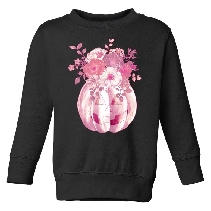 Pastel Floral Halloween Pumpkin Jackolantern Toddler Sweatshirt