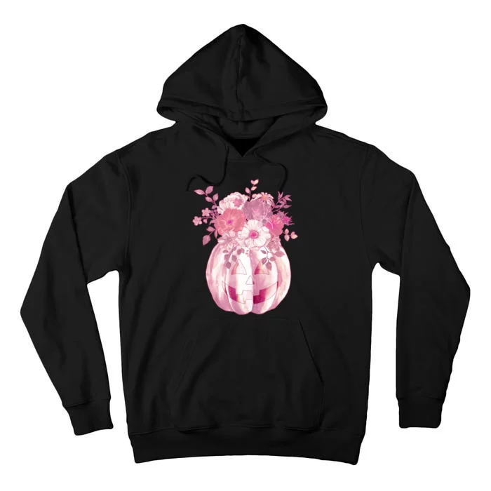 Pastel Floral Halloween Pumpkin Jackolantern Tall Hoodie