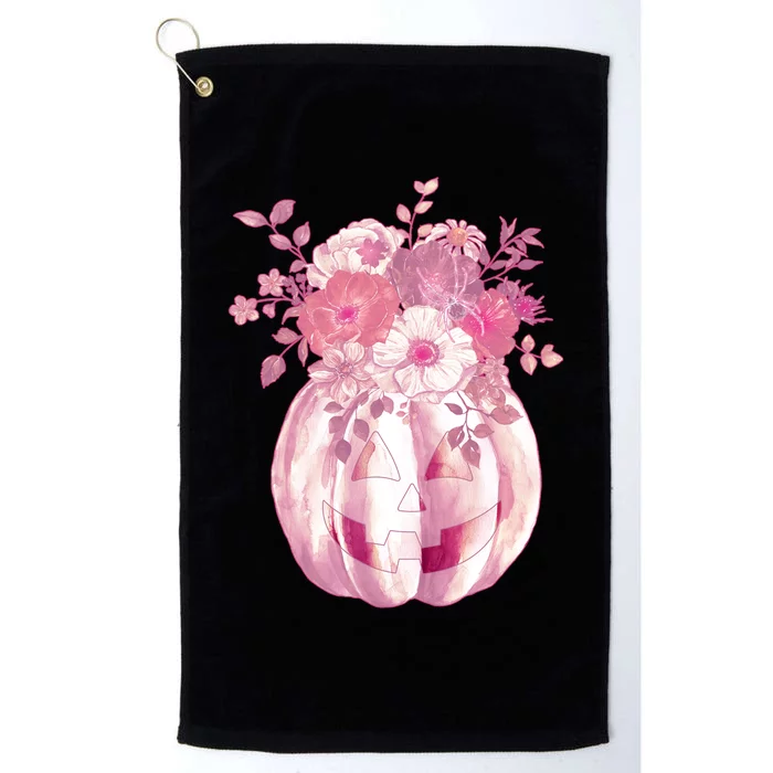 Pastel Floral Halloween Pumpkin Jackolantern Platinum Collection Golf Towel