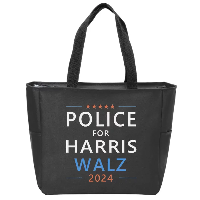 Police For Harris Walz 2024 President Election Democrat Zip Tote Bag