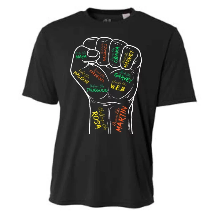 Power Fist Hand Inspiring Black Leaders Black History Cooling Performance Crew T-Shirt