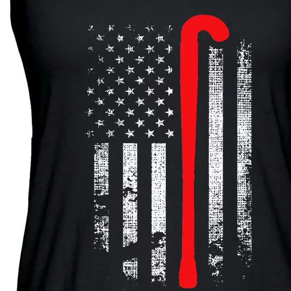 Patriotic Field Hockey Player Hockey Fan USA Flag Ladies Essential Flowy Tank