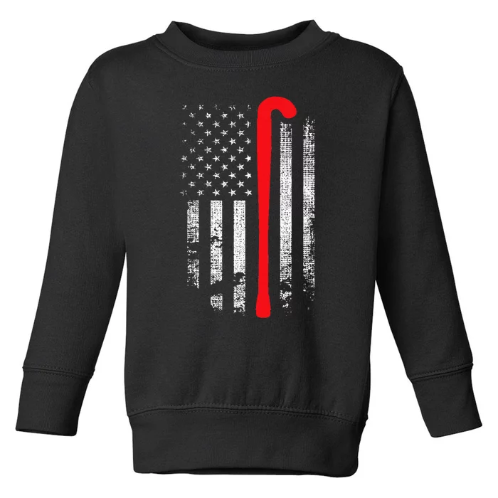 Patriotic Field Hockey Player Hockey Fan USA Flag Toddler Sweatshirt