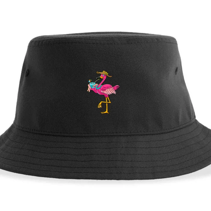 Pink Flamingo Hawaiian Summer Tropical Luau Women Sustainable Bucket Hat