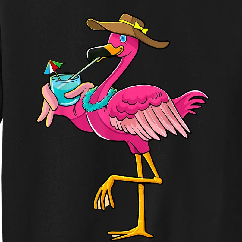 Pink Flamingo Hawaiian Summer Tropical Luau Women Tall Sweatshirt