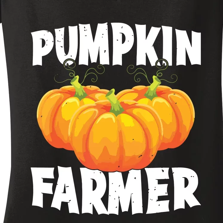 Pumpkin Farmer Halloween Pumpkin Grower Spooky Season Farm Women's V-Neck T-Shirt