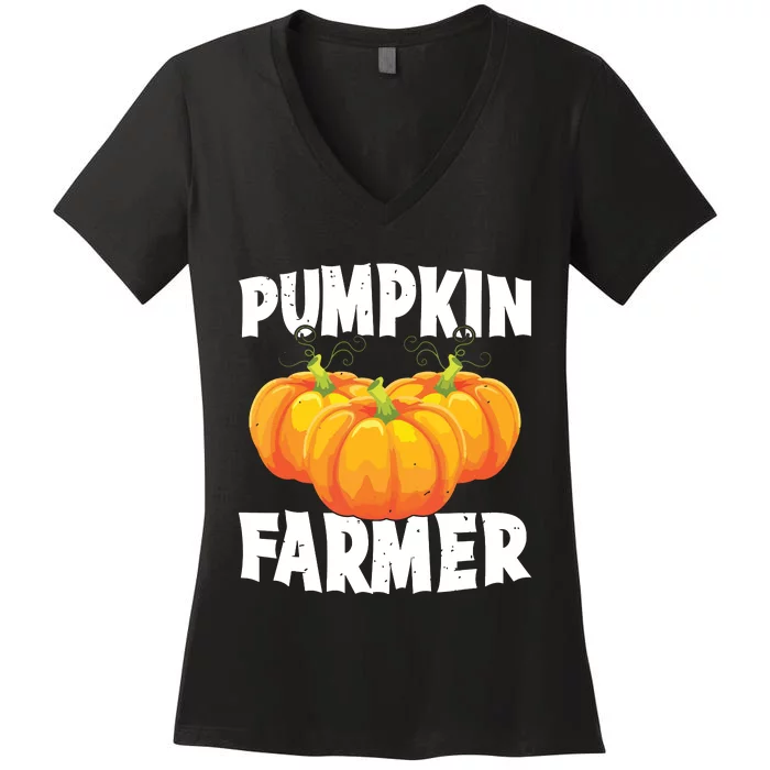 Pumpkin Farmer Halloween Pumpkin Grower Spooky Season Farm Women's V-Neck T-Shirt