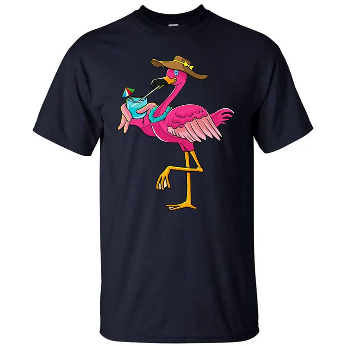 Pink Flamingo Hawaiian Summer Tropical Luau Tall T-Shirt