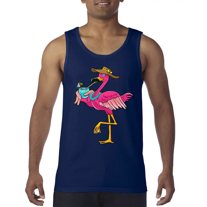 Pink Flamingo Hawaiian Summer Tropical Luau Tank Top