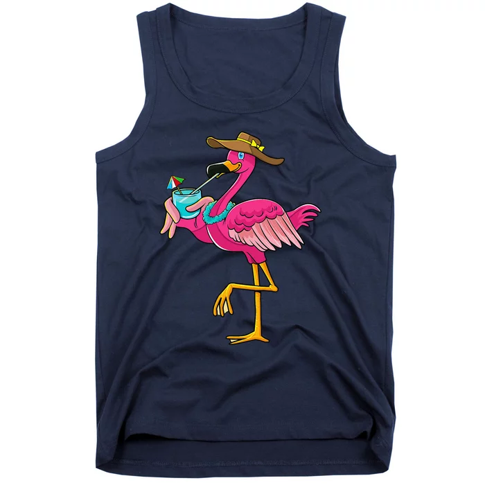 Pink Flamingo Hawaiian Summer Tropical Luau Tank Top