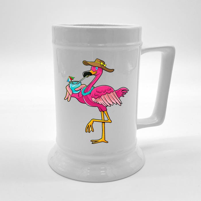 Pink Flamingo Hawaiian Summer Tropical Luau Front & Back Beer Stein