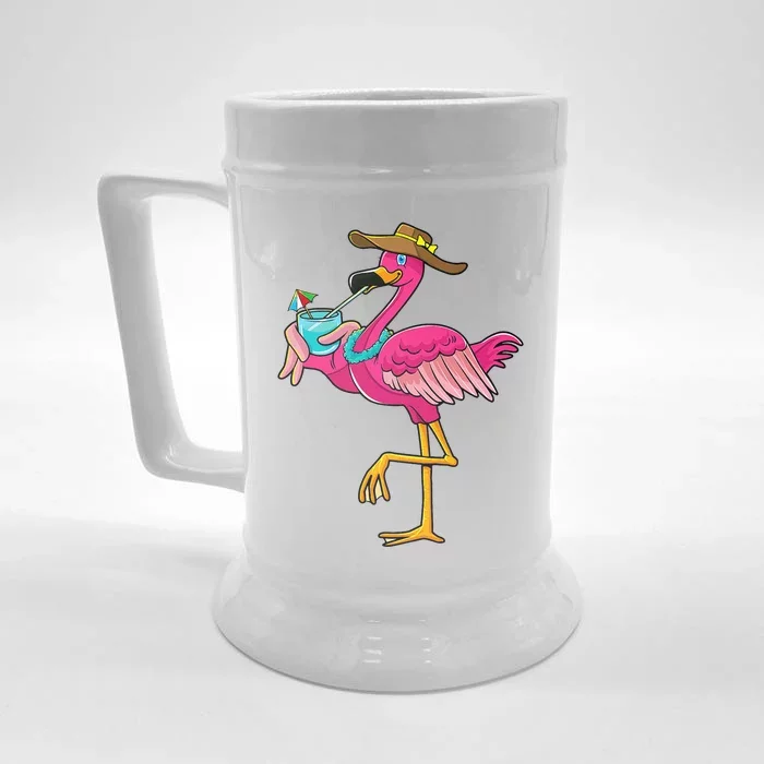 Pink Flamingo Hawaiian Summer Tropical Luau Front & Back Beer Stein