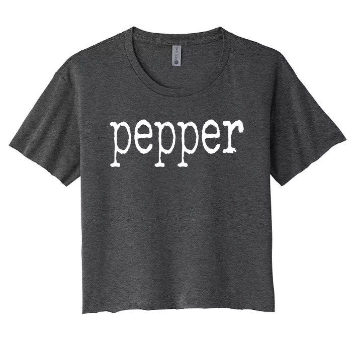 Pepper Funny Halloween Salt & Pepper Couple's Costume Women's Crop Top Tee