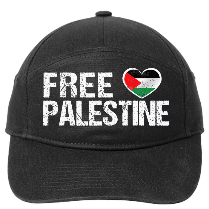 Palestine Flag heart Free Palestine 7-Panel Snapback Hat