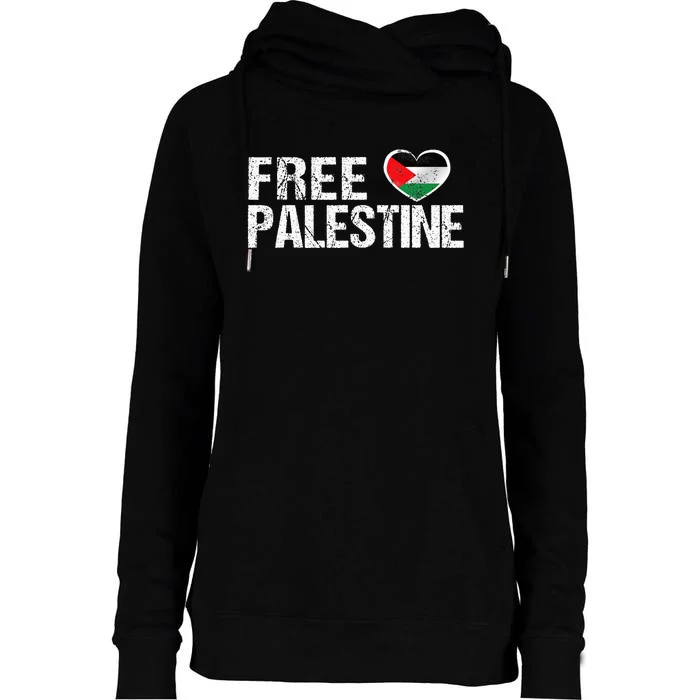 Palestine Flag heart Free Palestine Womens Funnel Neck Pullover Hood