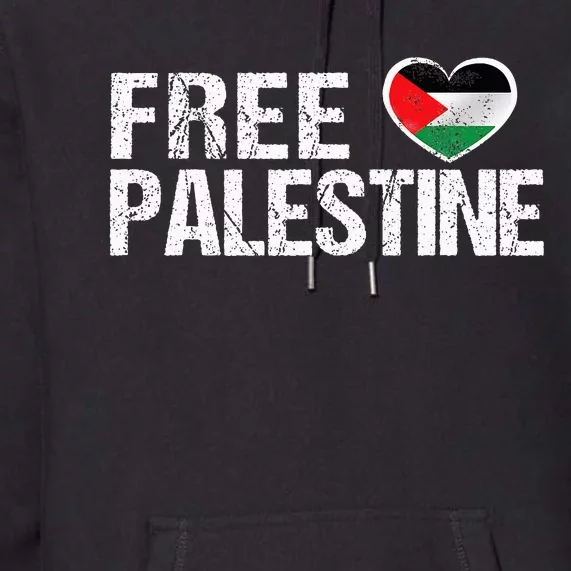 Palestine Flag heart Free Palestine Premium Hoodie