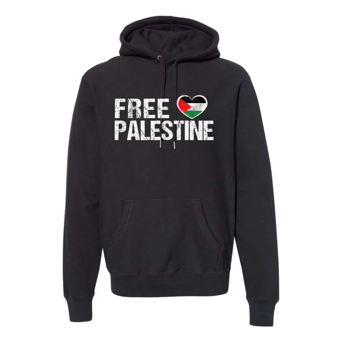 Palestine Flag heart Free Palestine Premium Hoodie