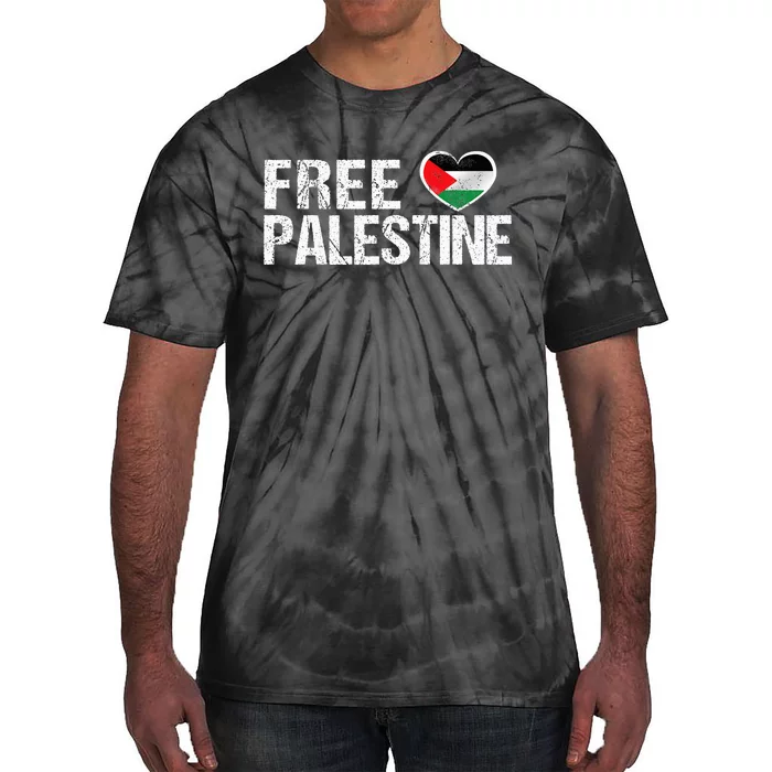 Palestine Flag heart Free Palestine Tie-Dye T-Shirt