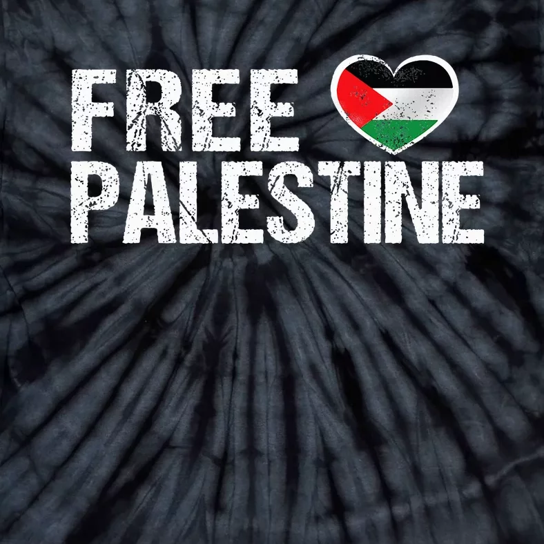 Palestine Flag heart Free Palestine Tie-Dye T-Shirt