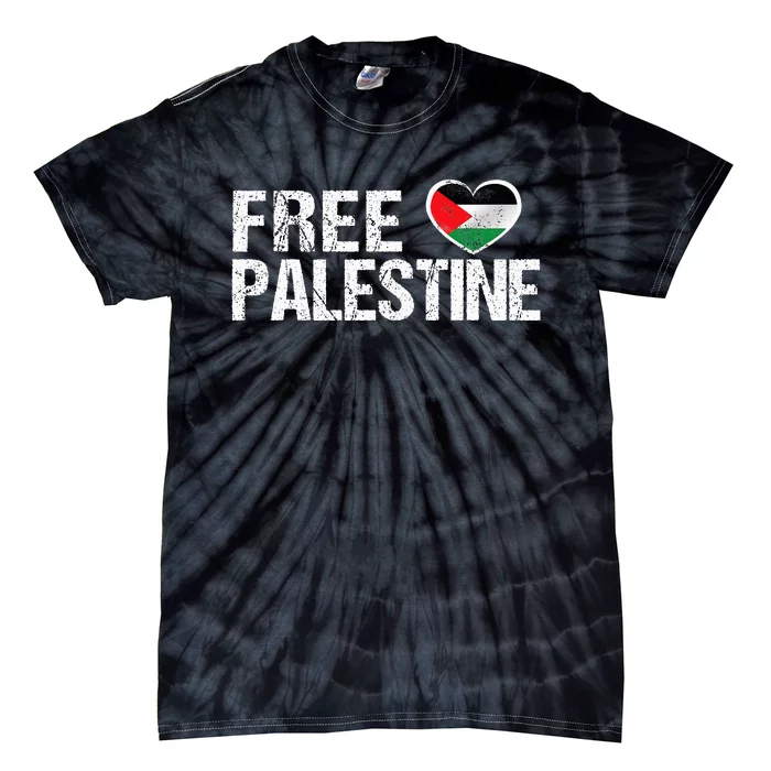 Palestine Flag heart Free Palestine Tie-Dye T-Shirt