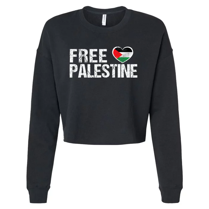 Palestine Flag heart Free Palestine Cropped Pullover Crew