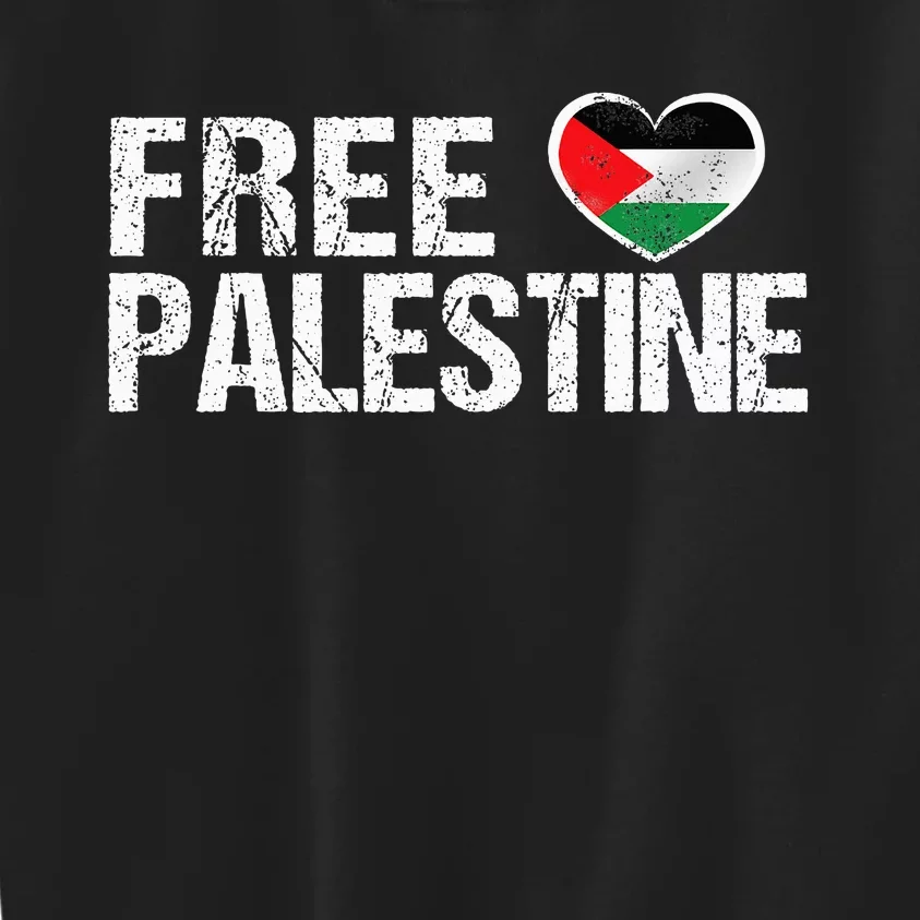 Palestine Flag heart Free Palestine Kids Sweatshirt