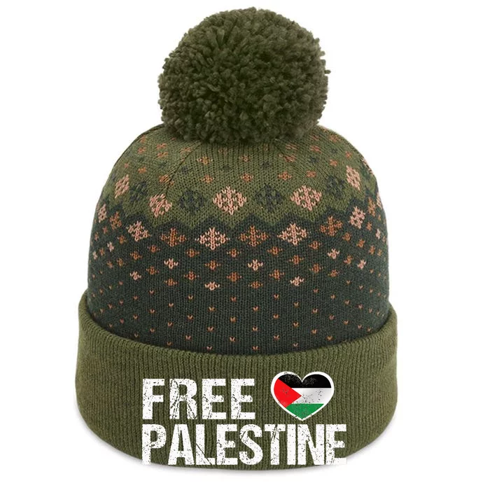 Palestine Flag heart Free Palestine The Baniff Cuffed Pom Beanie