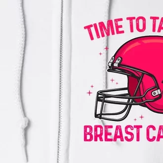 Pink Football Helmet Ribbon Time To Tackle Breast Cancer Full Zip Hoodie