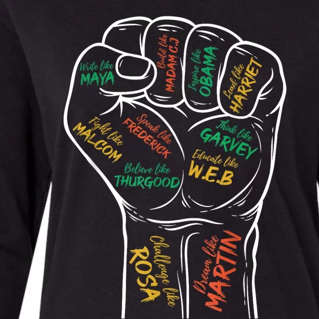 Power Fist Hand Inspiring Black Leaders Black History Womens Cotton Relaxed Long Sleeve T-Shirt