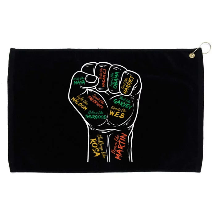 Power Fist Hand Inspiring Black Leaders Black History Grommeted Golf Towel